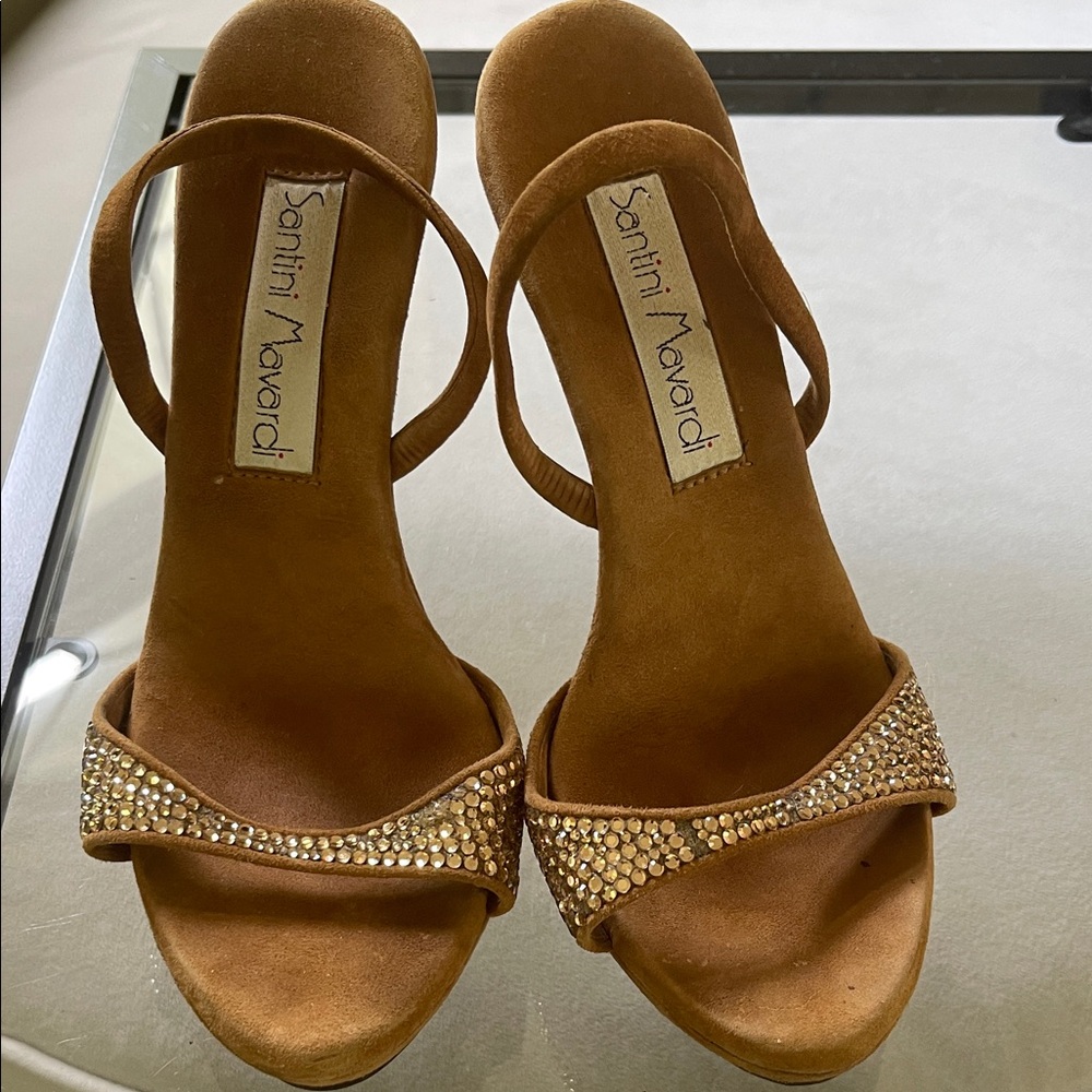 Brown Rhinestone Heels